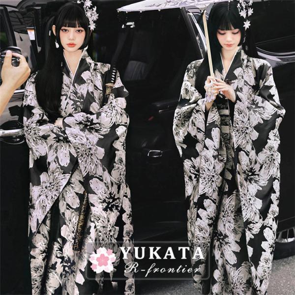 浴衣 中学生 セット 黒 個性派 ゆったりサイズ 可愛い 高校生