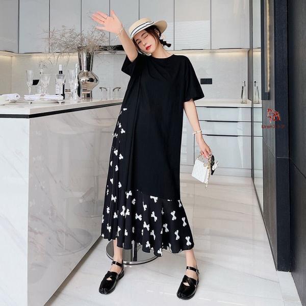 チュール ワンピース ロング Tシャツワンピ レディース 切り替え