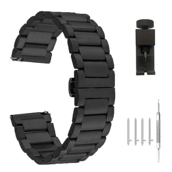 22mm 替えベルト 時計バンド ステンレス 腕時計 レディース 腕時計用ベルト ブラック コンパチブル Samsung Gear S3 バンド 黒 メタルバンド イージークリックスライド式 バックルの価格と最安値 おすすめ通販を激安で