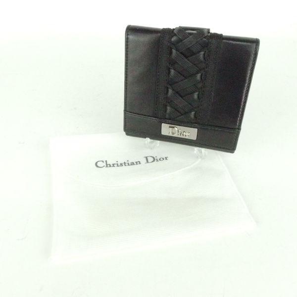 Christian Dior ディオール 二つ折り財布 1点 ブラック系 レースアップ 