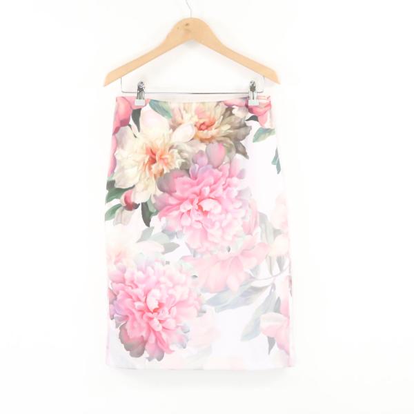未使用 TED BAKER テッドベイカー スカート S ポリエステル 他 膝丈 花 