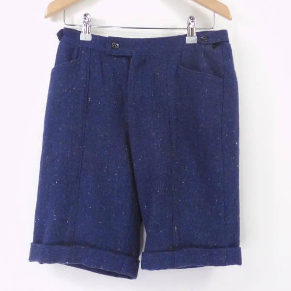 美品 HOMEOSTYLE ホメオスタイル ハーフパンツ ブルー 38 ウール100 
