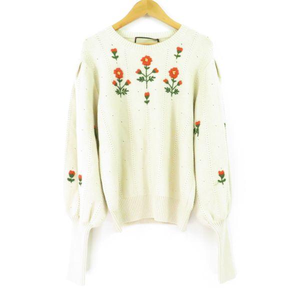 GUCCI（グッチ） 美品 -653328 フローラルニットトップ 1点 ベージュ系  
