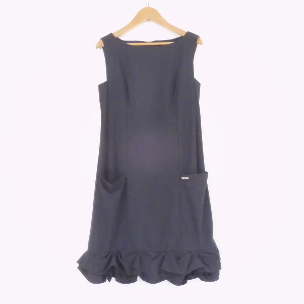 美品 FOXEY NEW YORK フォクシー スプラッシュヘム ドレス 黒系 38