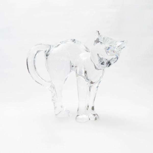 バカラ（Baccarat） 美品 ラウンドバックキャット クリスタルオブジェ
