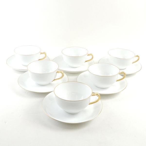 大倉陶園 色蒔き カップ&ソーサー 6客 ホワイト系 セット 大倉陶園 色蒔き カップ&ソーサー 6客 ホワイト系 セット