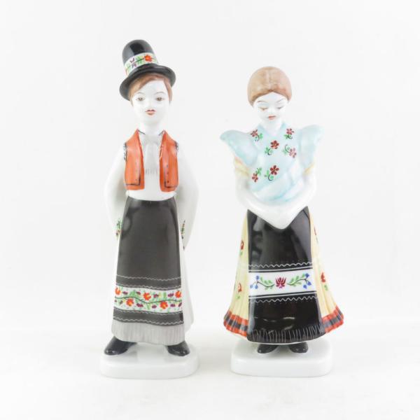 美品 HOLLOHAZA ホロハーザ フィギュリン 2点 ハンドペイント セット