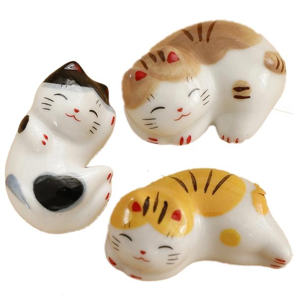 箸置き 猫 3個セット 可愛い おしゃれ 小物 食器 箸ホルダー 箸枕 箸台 和食器 置物 ナイフ置き フォーク置き スプーン置き
