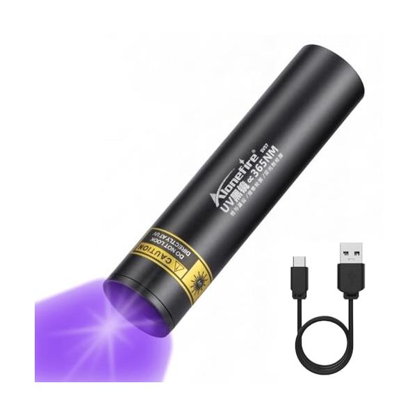 Alonefire SV57 小型 3W 紫外線 ブラックライト波長365nm C型USB充電式 アニサキスライト ウッド灯検査 UV LED ライト ポータブル マネー ペット尿検