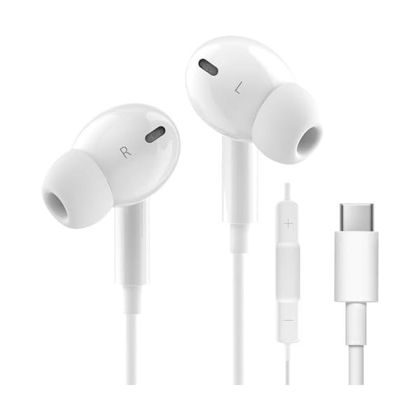 【音質強化バージョン】タイプc イヤホン TYPE-Cイヤホン 有線 【iphone15,16対応】 USB-Cイヤホン有線 TYPE-Cジャック HIFI音質 音量調整 重低音 高