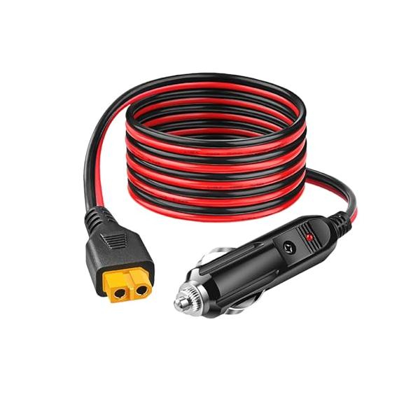 TRkin 車載シガーソケット充電ケーブル シガーソケットからXT60ポート 12V 24V車載充電器 1.5m ポータブル電源充電用ケーブル メスコネクタ 自動車部