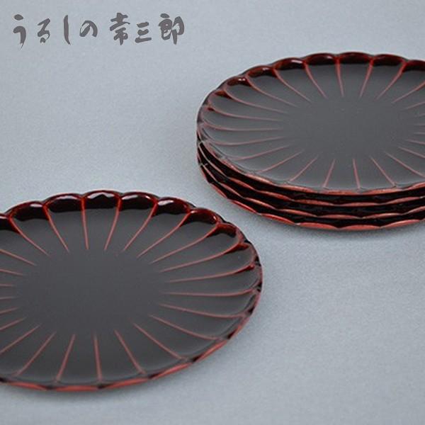 五寸菊皿5枚組 漆塗取り皿(溜)箱入り 日本製 /和食器/取り皿 五寸菊皿5枚組 漆塗取り皿(溜)箱入り 日本製 /和食器/取り皿