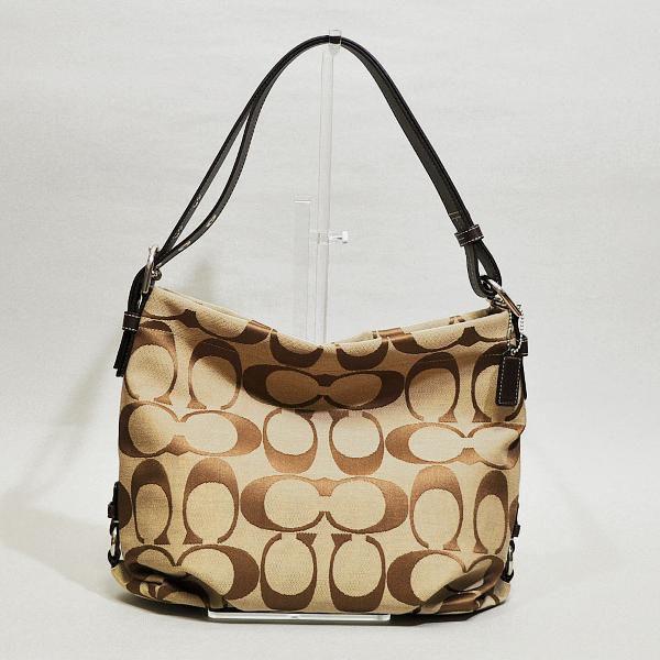 COACH コーチ ショルダーバッグシグネチャー ダッフル Ｆ15067 ベージュ　斜め掛け　レディース　美品 COACH - COACH F15067 シグネチャー ダッフル ショルダーバッグ