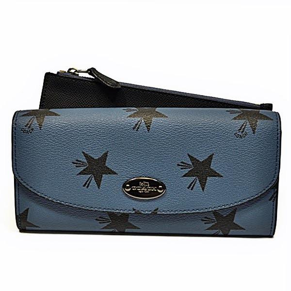 【並行輸入品】 コーチ COACH 財布 長財布 F53568 QBEB6 スター キャニオン スリム エンベロープ ウイズ ポーチ コーンフラワーマルチカラー