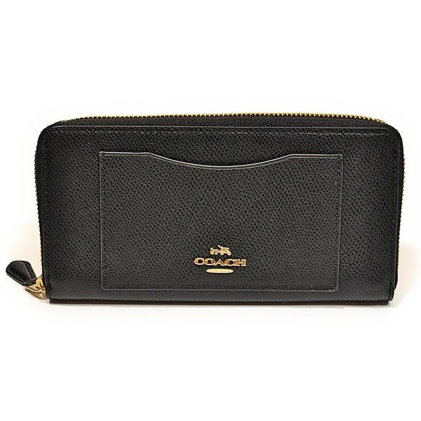 【並行輸入品】 国内発送 コーチ COACH 財布 長財布 F54007 IMBLK クロスグレイン レザー アコーディオン ジップアラウンド ブラック