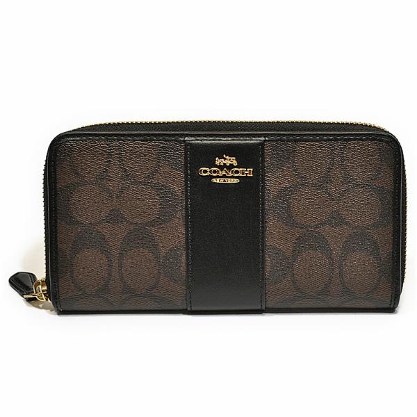 【並行輸入品】 コーチ COACH 財布 長財布 F54630 IMAA8 シグネチャー ストライプ PVC レザー アコーディオン ジップアラウンド ブラウン/ブラック 国内発送