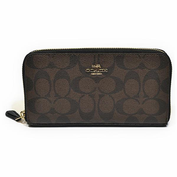 【並行輸入品】 コーチ COACH 財布 長財布 F54632 IMAA8 シグネチャー PVC アコーディオン ジップアラウンド ブラウン/ブラック