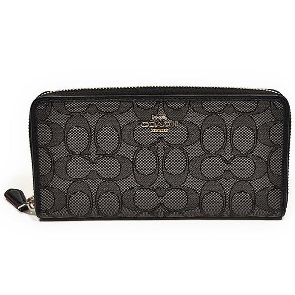 【並行輸入品】 コーチ COACH 財布 長財布 F54633 SVDK6 アウトライン シグネチャー アコーディオン ジップアラウンド ブラックスモーク/ブラック