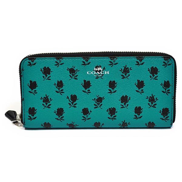 【並行輸入品】 コーチ COACH 財布 長財布 F56716 SVAAX バッドランズ フローラル プリント スリム アコーディオン ジップアラウンド ターコイズ/ブラック