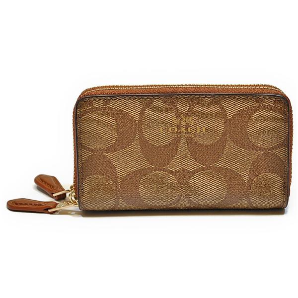 【並行輸入品】 コーチ COACH 財布 小銭入れ F63975 IMBDX シグネチャー PVC ダブルジップ コインケース カーキ/サドル
