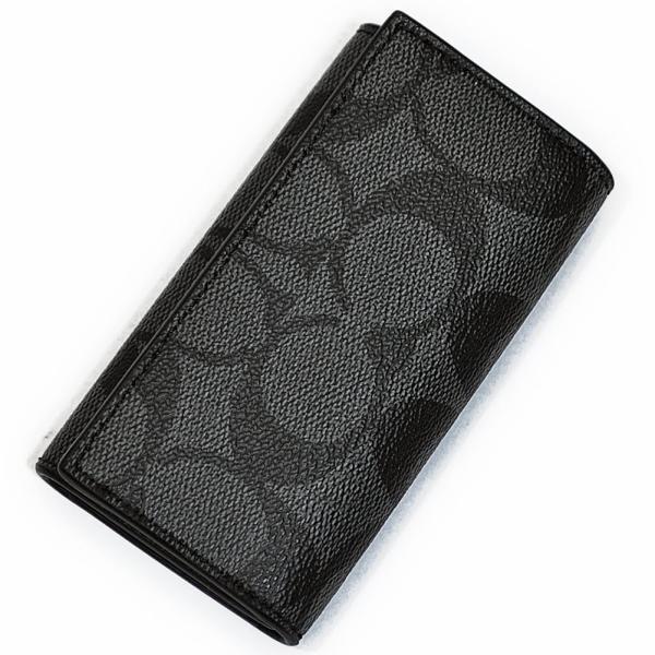 【並行輸入品】 コーチ 財布 キーケース COACH F64005 CQ/BK 4リングス PVC シグネチャー キーケース チャコール/ブラック