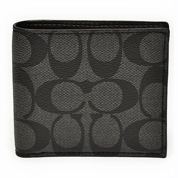 【並行輸入品】 コーチ COACH 財布 折財布 メンズ F75083 CQ/BK PVC シグネチャー ダブルビル ウォレット チャコール/ブラック 国内発送