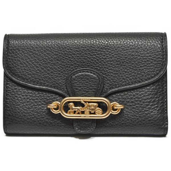 【COACH】三つ折り財布 ブラック 新品未使用 メンズ レディース兼用 コーチ COACH 財布 レディース 三つ折り財布ブラック 黒 ピンク