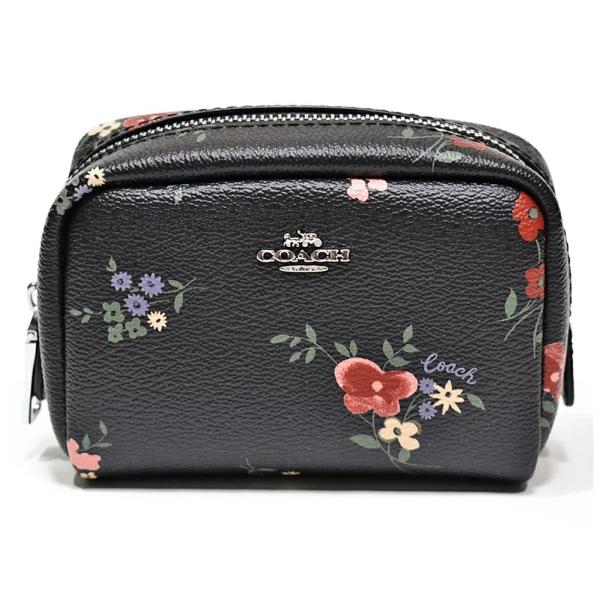 【並行輸入品】 コーチ COACH バッグ 化粧 ポーチ C0040 SVA47 ワイルドフラワー 花柄 プリント PVC シグネチャー ミニ コスメティック ケース ブラックマルチ