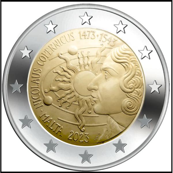 2023年 マルタ 2ユーロ記念コイン「ニコラウス・コペルニクス生誕550