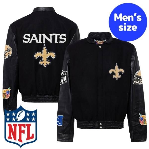 NFLニューオリンズ・セインツレザースタジャンボディスウェードサイズL