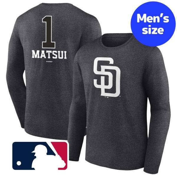 MLB公式 メンズ ロンT 長袖Tシャツ トップス サンディエゴ・パドレス 松井裕樹 San Diego Padres Monochrome Name &amp; Number Long Sleeve T-Shirt