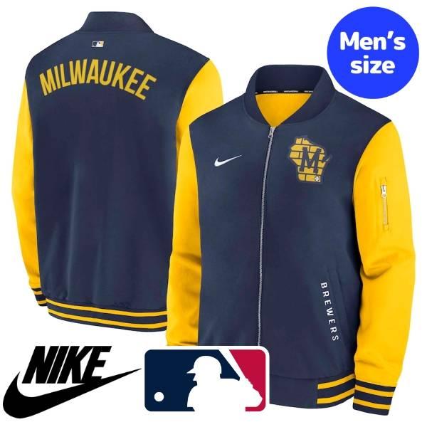 ジャケット・アウター NIKE MLB BREWERS TEAM nylonpullover NIKE（ナイキ） MLB公式 メンズ ジャケット MA-1 トラックジャケット