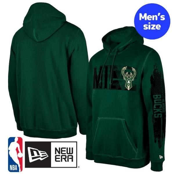 現地オフィシャルショップ　NBA ミルウォーキー　バックス ワッペン付きパーカー NBA公式 メンズ パーカー フーディー トレーナー 長袖トップス New Era