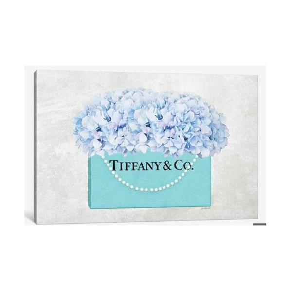 Teal Blue Shopper Pearl Handle Blue Hydrangeas Textured eBt@j[ Tiffany