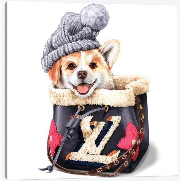 ȃI}[WA[g Corgi In Hat And LV Bag CEBg LoXA[g G CeA ͗lւ zj