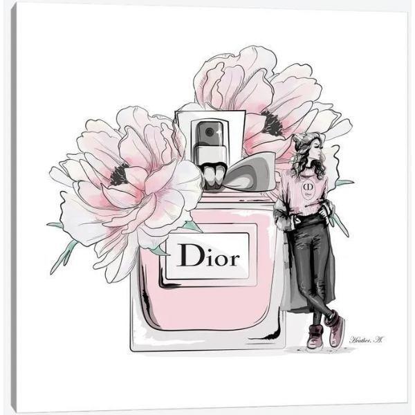 お洒落なオマージュアート Pink Bloom ディオール Dior キャンバス