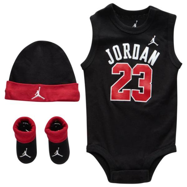 Nike ナイキ ジョーダン 男の子用jordan 23 ジャンプマンノースリーブボディースーツ出産祝い3点セット Bred ロンパース Nk Usキッズウェア 通販 Yahoo ショッピング