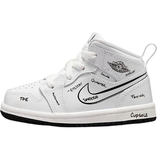 ナイキ Nike ジョーダン Jordan 1 Mid Shoes（White/Black） 子供用スニーカー 靴 出産祝い 女の子用シューズ