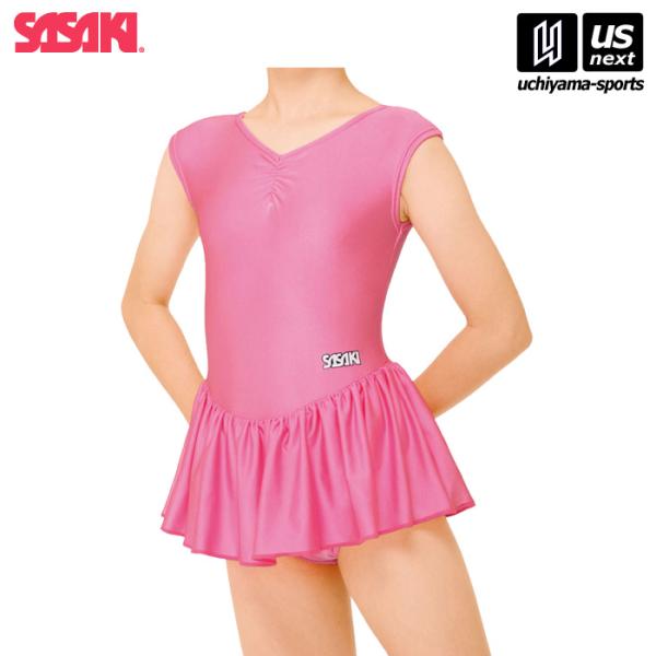 toto新体操 衣装 レオタード ピンク ササキスポーツ ササキ 新体操 ジュニア用スカート付きレオタード