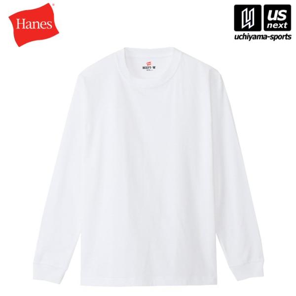 他サイト： 【物価高応援クーポン配布中】ヘインズ メンズ BEEFY-T ロングスリーブTシャツ ホワイト [M便 1/1](取り寄せ)(自社)の商品画像