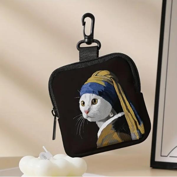ミニポーチ 猫 ネコ アート シック プリント コインケース 小銭 ミニポーチ 猫 ネコ アート シック プリント コインケース 小銭