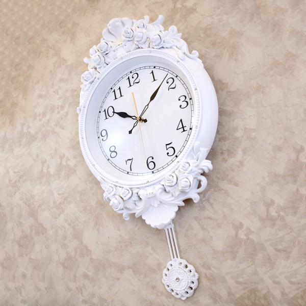 アンティーク調 掛け時計振り子【無音連続秒針付】ビクトリアン パレス 振り子時計 壁掛け時計 掛け時計 おしゃれ 無音 連続秒針 静か 白