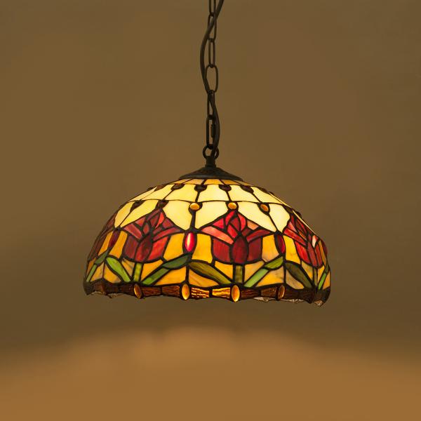 花柄ステンドグラスペンダントライト ペンダントライト ステンドグラス 1灯 LED 北欧 照明器具 ガラス