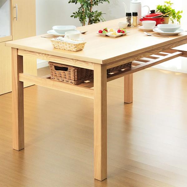 東谷 棚付き ダイニングテーブル 木製 北欧調 おしゃれ 135×80cm