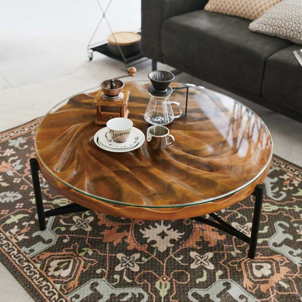 ラウンドテーブル 円形 丸型 センターテーブル 90cm 天然木製 