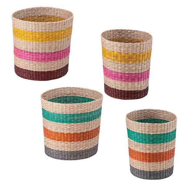 バスケット 2個セット 円型 円柱形 入れ物 小物入れ かご ボックス アジアン 天然素材 うさぎ屋 株式会社一兎 通販 Paypayモール