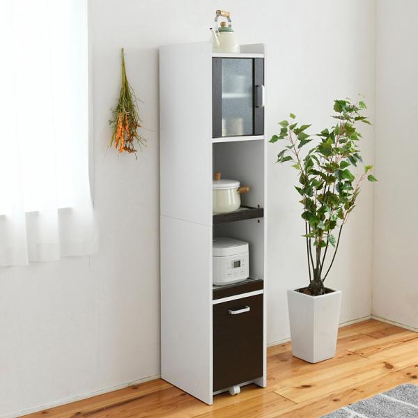 キッチンラック スリム 細型 薄型 細い 薄い 食器棚 可動棚 スライド棚 スライドレール コンセント キャスター 棚 ラック 収納 おしゃれ スタイリッシュ うさぎ屋 株式会社一兎 通販 Paypayモール