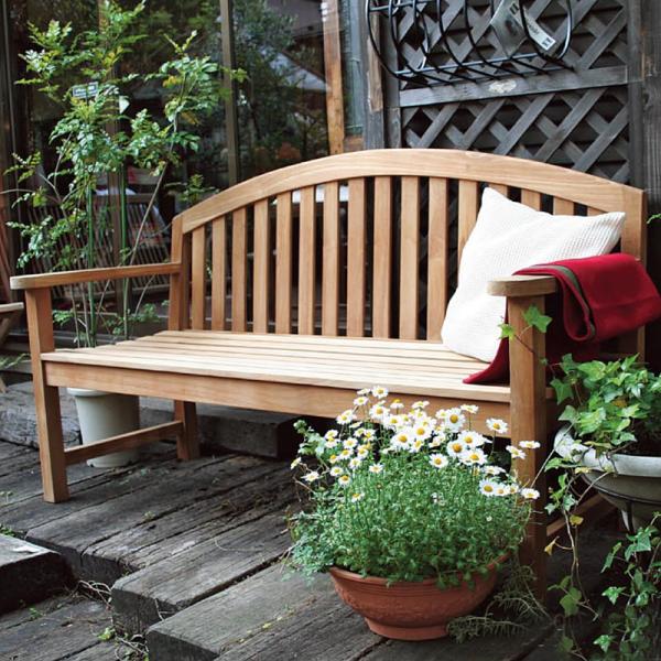 ベンチ 屋外 庭 背もたれ 木製 ガーデンベンチ 無塗装 塗装無し