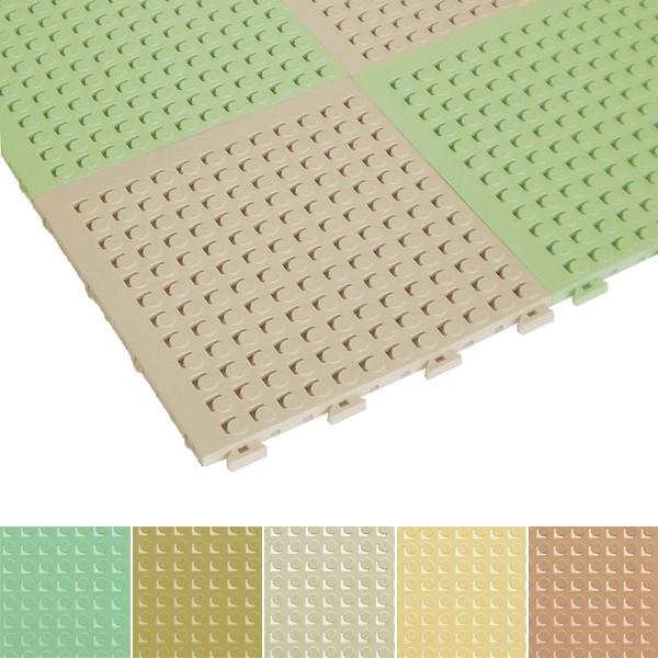 プールサイドをはじめ、シャワールーム、ロッカールーム、洗面所、浴室出入口などに使われる水まわりフロア材です。穴があいていますので、水はけ＆風通しが良く、砂やほこりが表面にたまりにくい仕様です。軟質で滑らず、安全性に優れています。特殊樹脂を使...