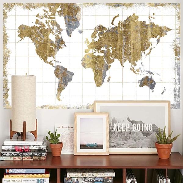 ウォールステッカー 世界地図 マップ レトロ 古めかしい おしゃれ アンティーク風 錆び マンション 賃貸 うさぎ屋 株式会社一兎 通販 Paypayモール